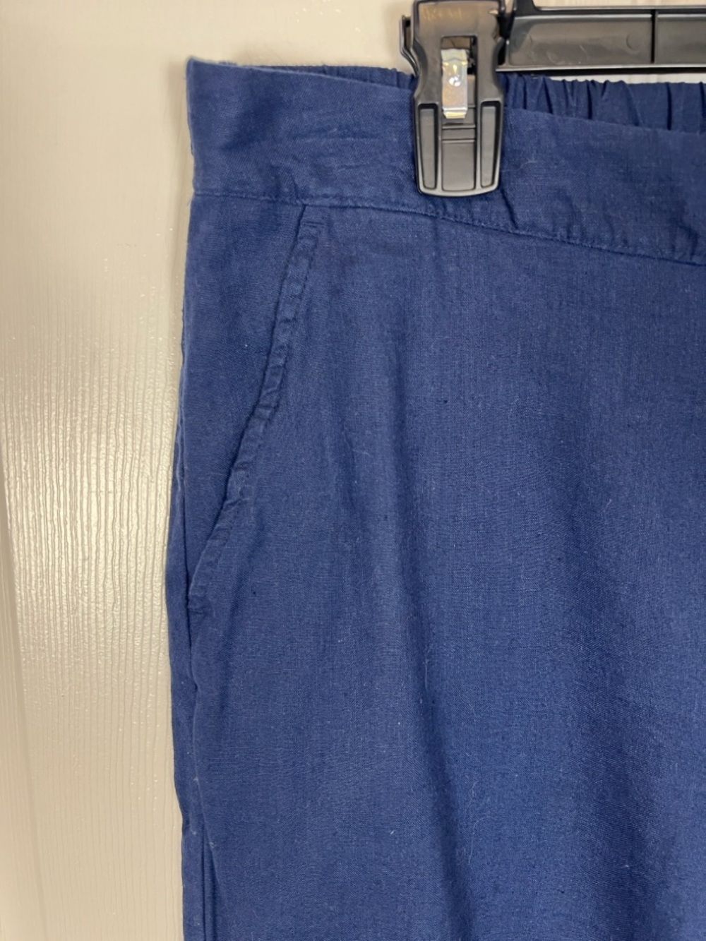Habitat women’s navy blue linen cotton blend crop cinch hem pants size large nwt - Picture 4 of 9